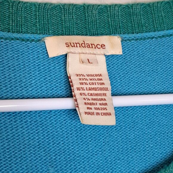 Sundance Women Sweater Cashmere And Wool Blend Size L Two Tone With Pockets - Picture 4 of 11